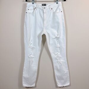 Abercrombie Simone High Rise Women White Distressed Jeans Denim Size 29 / 8R